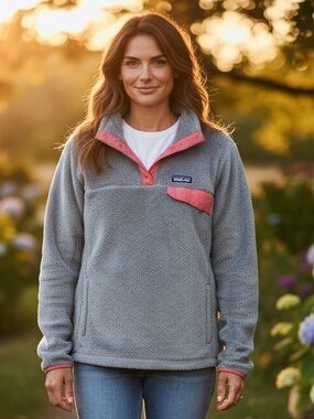 Patagonia Re tool snap T fleece pullover XXL grey pink